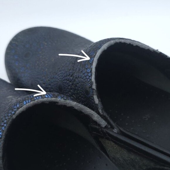 Dansko ITALY MADE Professional Navy Medallion Clogs Mules LEATHER Size 40 Womens - Picture 11 of 14